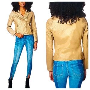 BLANKNYC Tan Vegan Leather Motorcycle Jacket Size XS